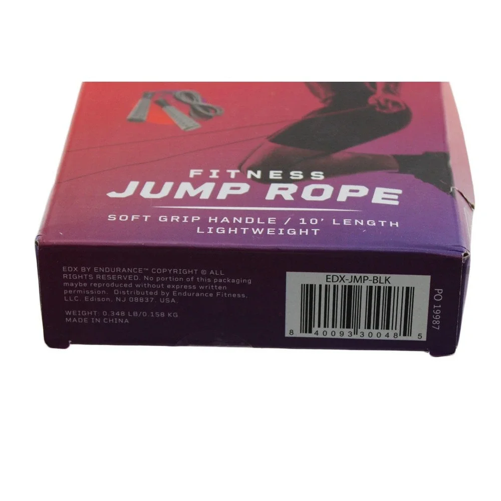Jump Rope for Fitness Workout, Exersise Tange-Free Hand Grip 10 ft Black